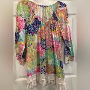 Bright and Beautiful Lilly Pulitzer Tunic Top, Size XL, 100% cotton.